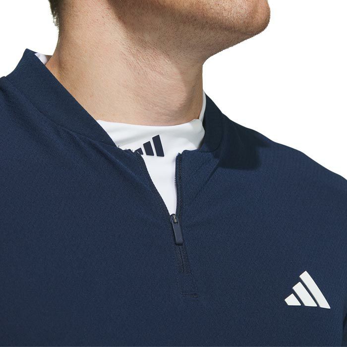 アディダス adidas　メンズ ロゴプリント ストレッチ 半袖 ハーフジップシャツ & ロゴライン 長袖 モックネックシャツ IKK78　2024年モデル 詳細4