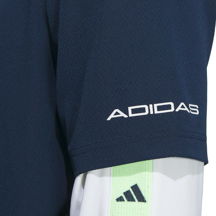 アディダス adidas　メンズ ロゴプリント ストレッチ 半袖 ハーフジップシャツ & ロゴライン 長袖 モックネックシャツ IKK78　2024年モデル 詳細5