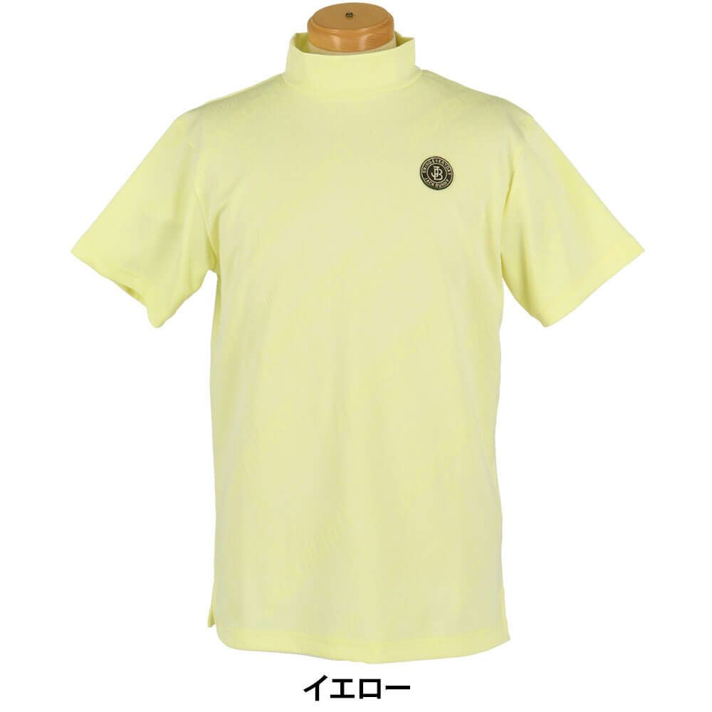 ジャックバニー Jack Bunny!!　メンズ ロゴジャガード 半袖 モックネックシャツ 262-5167113　2025年モデル イエロー