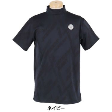 ジャックバニー Jack Bunny!!　メンズ ロゴジャガード 半袖 モックネックシャツ 262-5167113　2025年モデル ネイビー