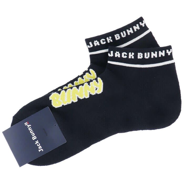 ジャックバニー Jack Bunny!!　メンズ ロゴジャガード アンクルソックス 262-5186101 120 ネイビー　2025年モデル ネイビー