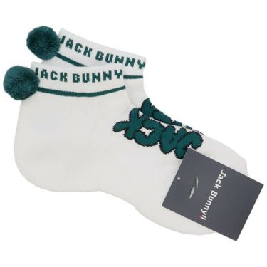 ジャックバニー Jack Bunny!!　レディース ロゴジャガード アンクルソックス 262-5186102 030 ホワイト　2025年モデル ホワイト