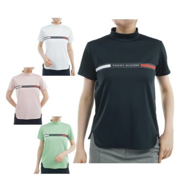 トミー ヒルフィガー ゴルフ　レディース ラインロゴ トリコロール配色 半袖 モックネックシャツ THLA532　2025年モデル 詳細1