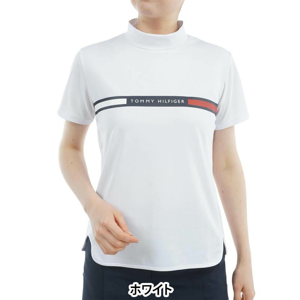 トミー ヒルフィガー ゴルフ　レディース ラインロゴ トリコロール配色 半袖 モックネックシャツ THLA532　2025年モデル 詳細2