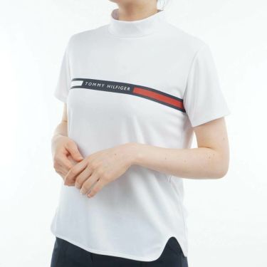 トミー ヒルフィガー ゴルフ　レディース ラインロゴ トリコロール配色 半袖 モックネックシャツ THLA532　2025年モデル 詳細4