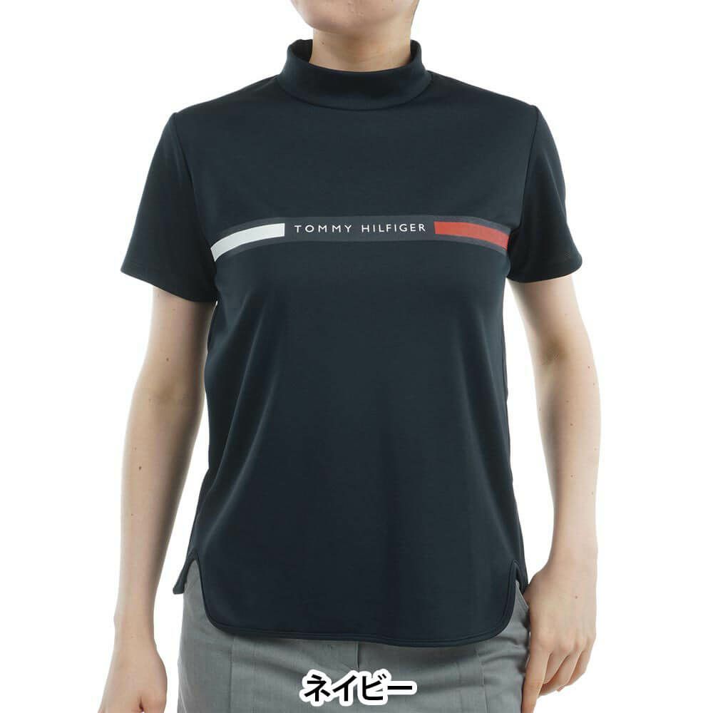トミー ヒルフィガー ゴルフ　レディース ラインロゴ トリコロール配色 半袖 モックネックシャツ THLA532　2025年モデル 詳細5