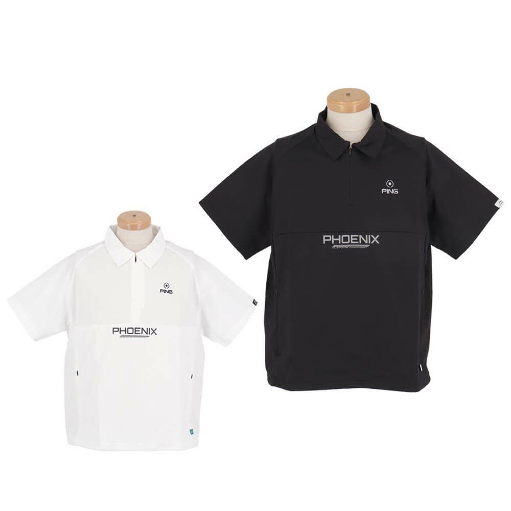 ピン PING　メンズ 撥水 布帛 半袖 ハーフジップシャツ 621-4111301　2024年モデル 詳細1