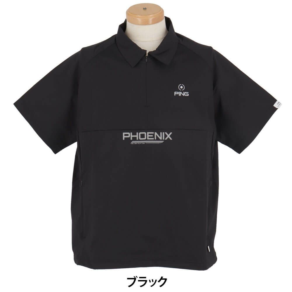 ピン PING　メンズ 撥水 布帛 半袖 ハーフジップシャツ 621-4111301　2024年モデル 詳細2