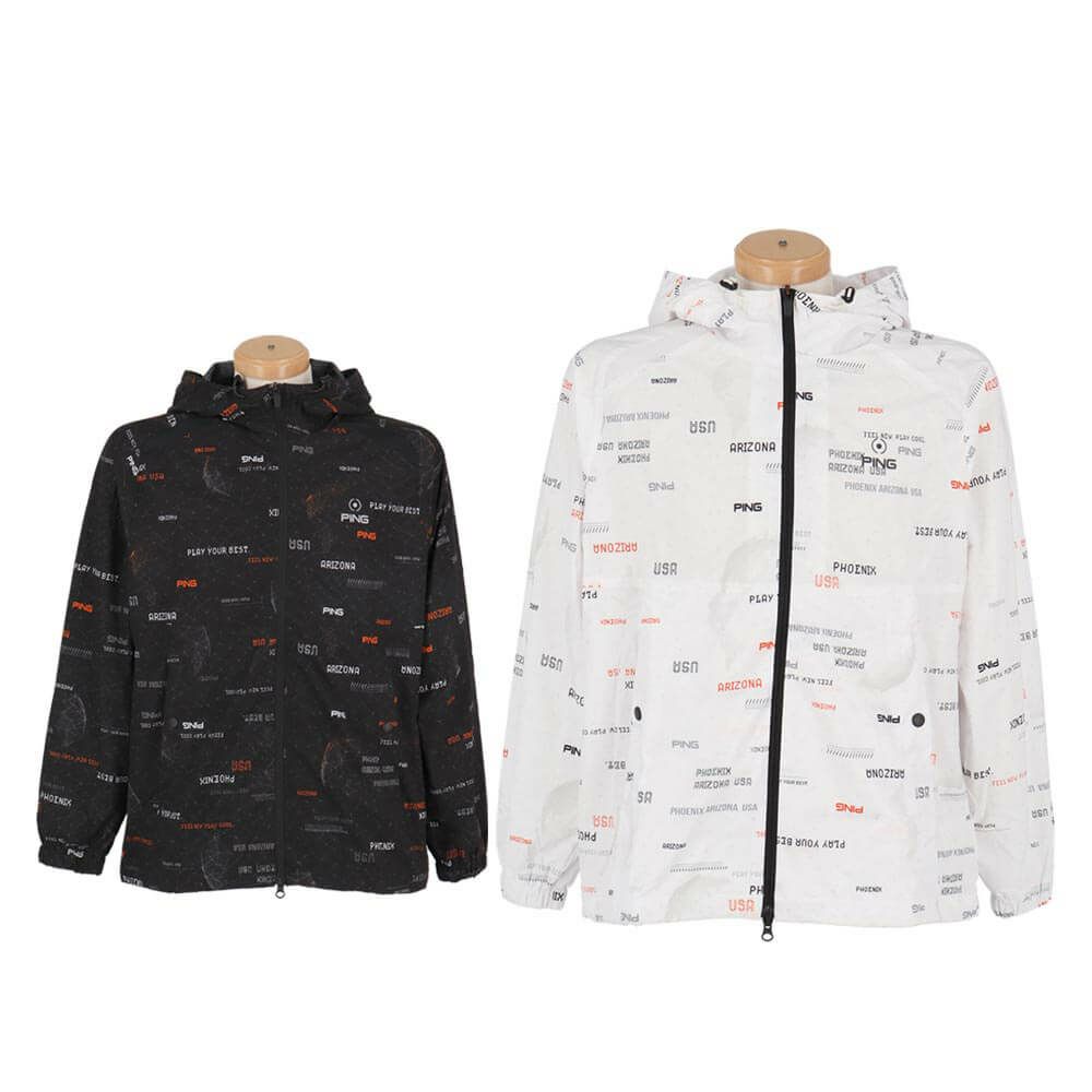 ピン PING　メンズ 撥水 EARTHプリント 長袖 フーディーブルゾン 621-4120103　2024年モデル 詳細1
