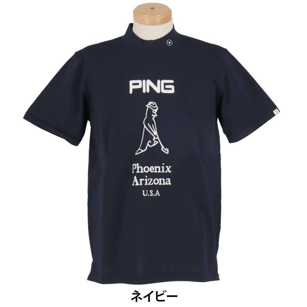 ピン PING　メンズ Mr.PING ジャカード 半袖 ハイネック ニットシャツ 621-4172203　2024年モデル 詳細2