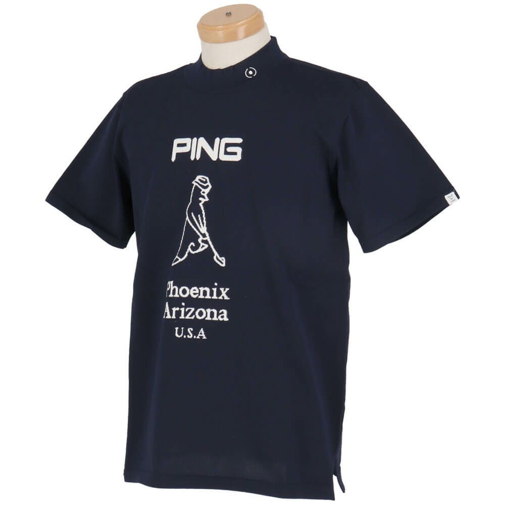 ピン PING　メンズ Mr.PING ジャカード 半袖 ハイネック ニットシャツ 621-4172203　2024年モデル 詳細4