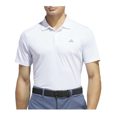 アディダス adidas　メンズ ロゴプリント ストレッチ 半袖 ポロシャツ KOW15　2025年モデル ホワイト