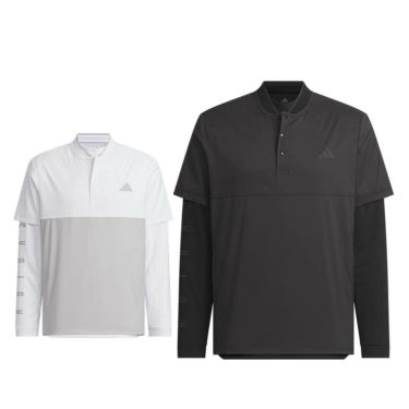 アディダス adidas　メンズ ロゴプリント 半袖 ジップシャツ & 長袖 モックネックシャツ KVH26　2025年モデル 詳細1