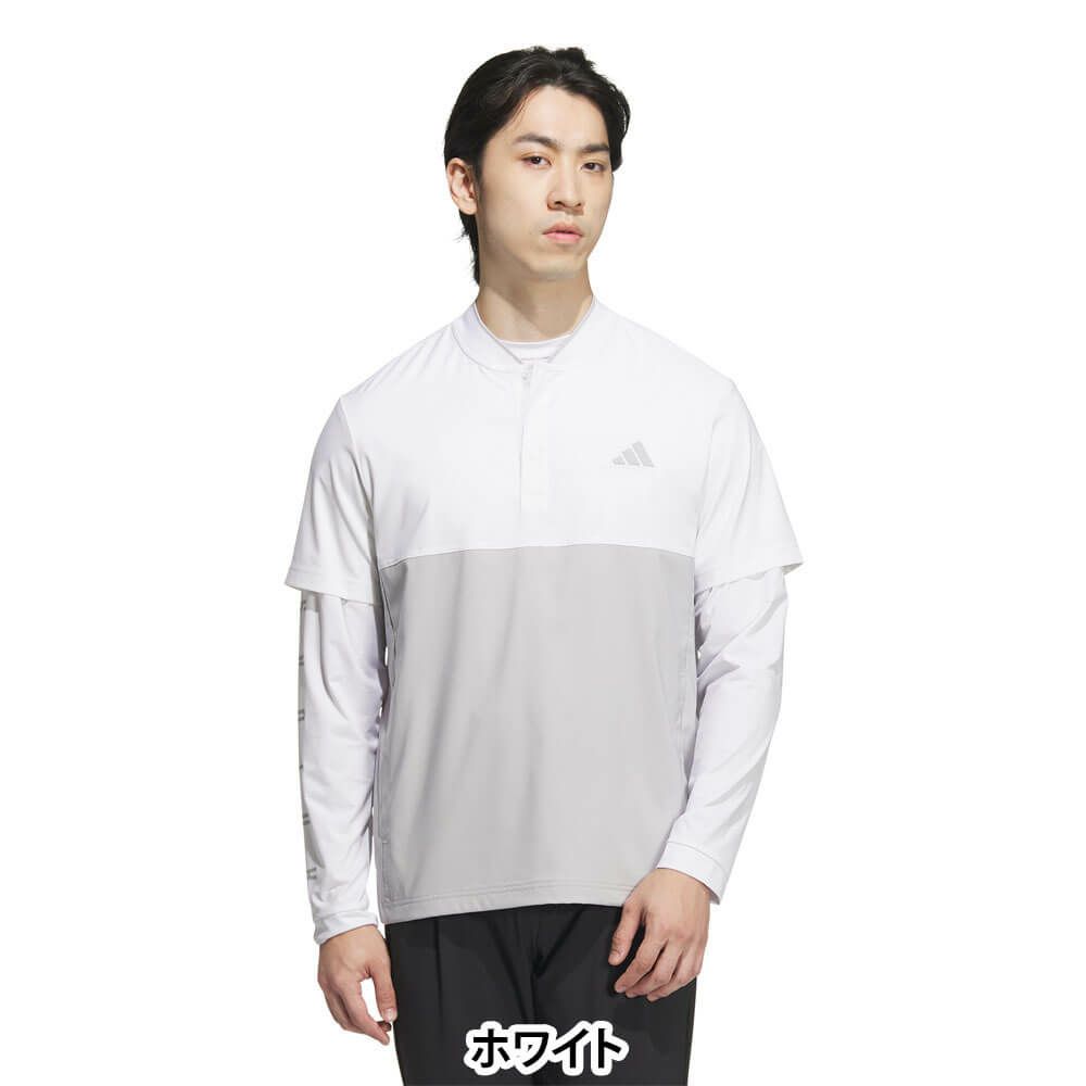 アディダス adidas　メンズ ロゴプリント 半袖 ジップシャツ & 長袖 モックネックシャツ KVH26　2025年モデル 詳細2