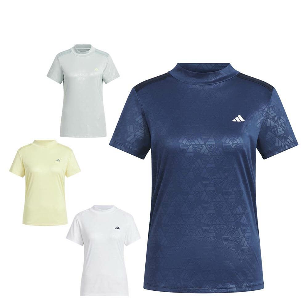 アディダス adidas　レディース BOSロゴ柄 デボス 半袖 モックネックシャツ KTI74　2025年モデル