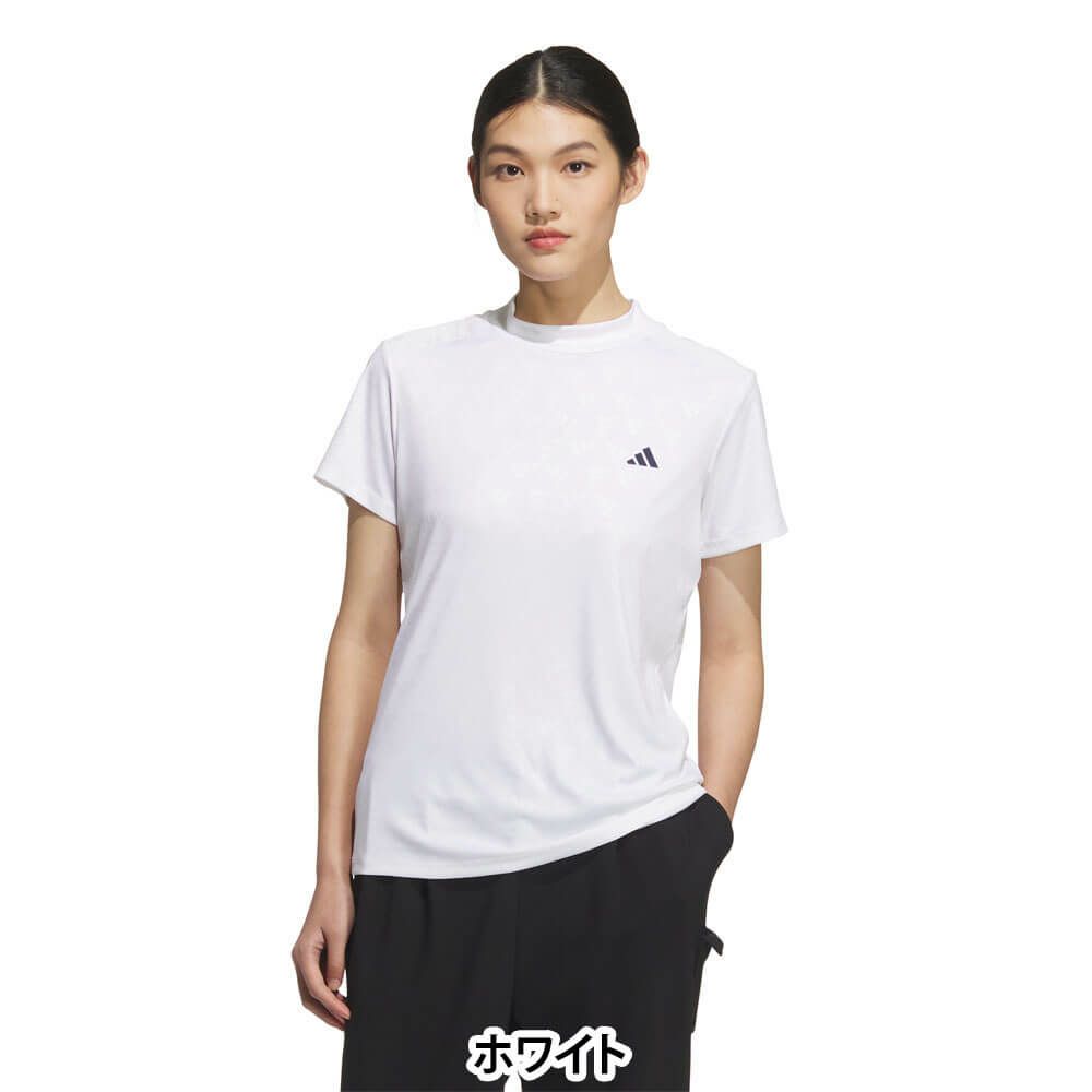 アディダス adidas　レディース BOSロゴ柄 デボス 半袖 モックネックシャツ KTI74　2025年モデル 詳細2