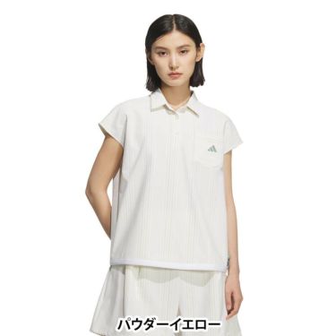 アディダス adidas　レディース シアサッカー フレンチスリーブ ポロシャツ KTI81　2025年モデル 詳細2