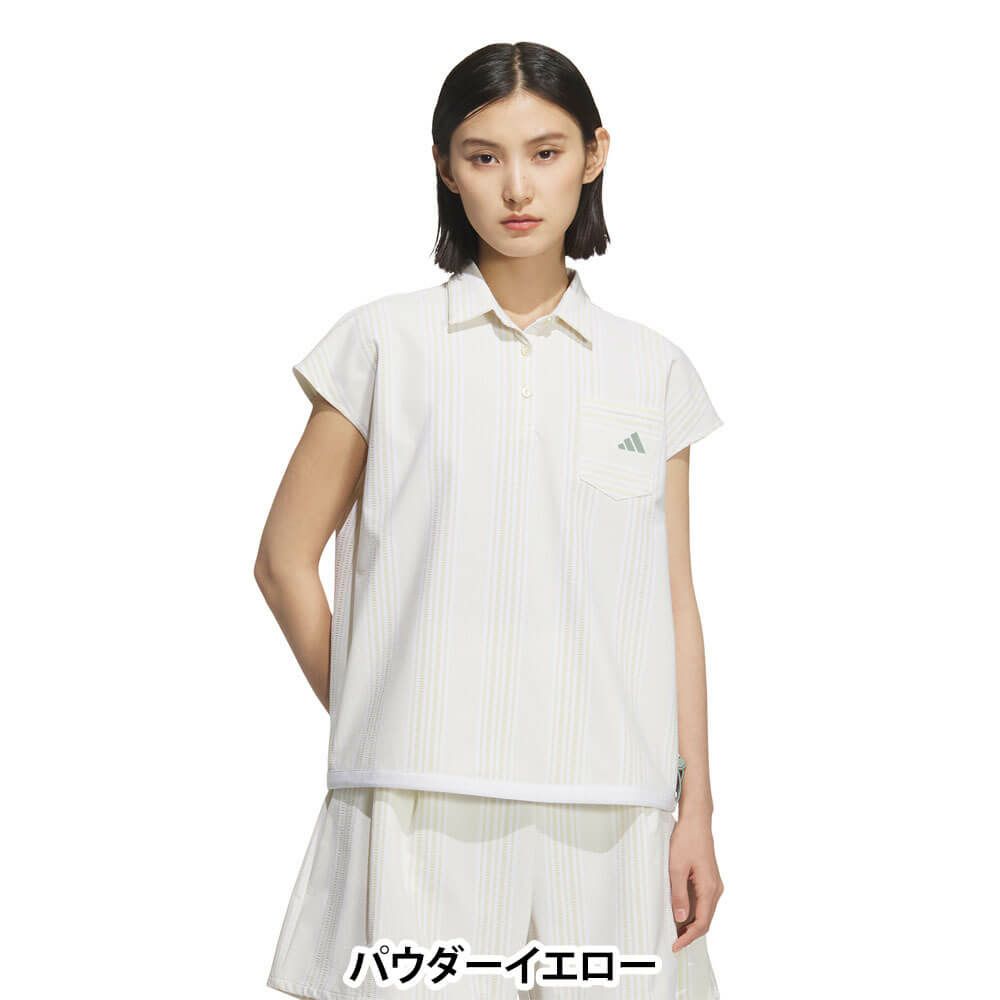 アディダス adidas　レディース シアサッカー フレンチスリーブ ポロシャツ KTI81　2025年モデル 詳細2