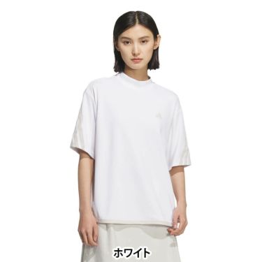 アディダス adidas　レディース スリーストライプス ボックスシルエット 半袖 モックネックシャツ KTI91　2025年モデル 詳細2