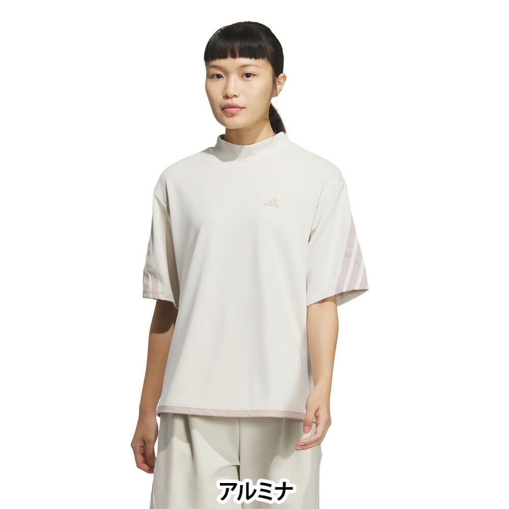 アディダス adidas　レディース スリーストライプス ボックスシルエット 半袖 モックネックシャツ KTI91　2025年モデル 詳細7