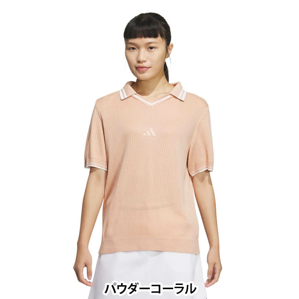 アディダス adidas　レディース ビヨンド ザ コース ルーズ スキッパー ニットボックスシルエット 半袖 ポロシャツ KTN36　2025年モデル 詳細3