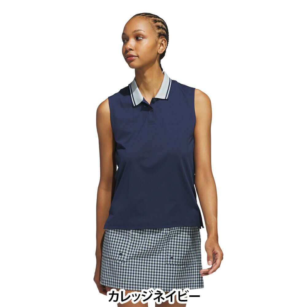 アディダス adidas　レディース ビヨンド ザ コース ルーズ ツイストニット ツーボタン ノースリーブ ポロシャツ KWI00　2025年モデル 詳細2