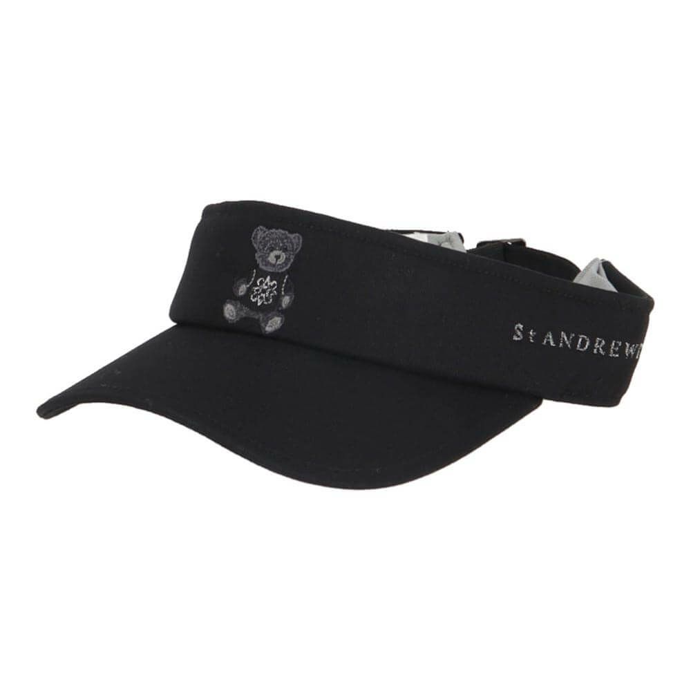 セントアンドリュース St ANDREWS　ユニセックス テディベア刺繍 バイザー 042-5987332 010 ブラック　2025年モデル 詳細1