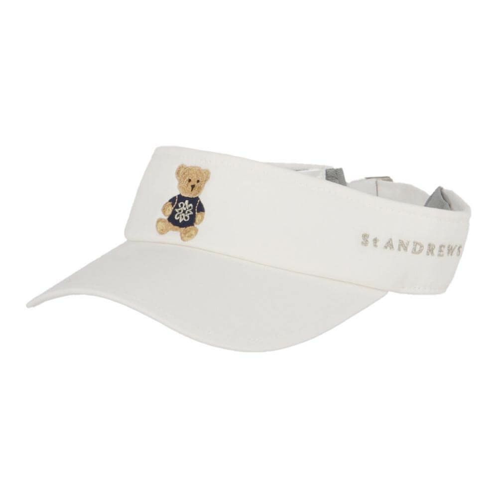 セントアンドリュース St ANDREWS　ユニセックス テディベア刺繍 バイザー 042-5987332 030 ホワイト　2025年モデル 詳細1