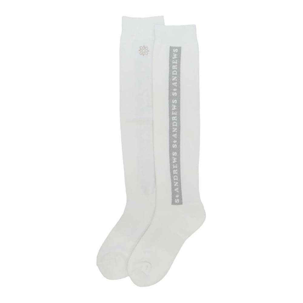 セントアンドリュース St ANDREWS　レディース ラインロゴ ハイソックス 042-5186256 030 ホワイト　2025年モデル ホワイト