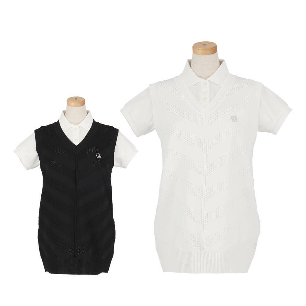 セントアンドリュース St ANDREWS　レディース Vネック ニットベスト 043-5173252　2025年モデル 詳細1