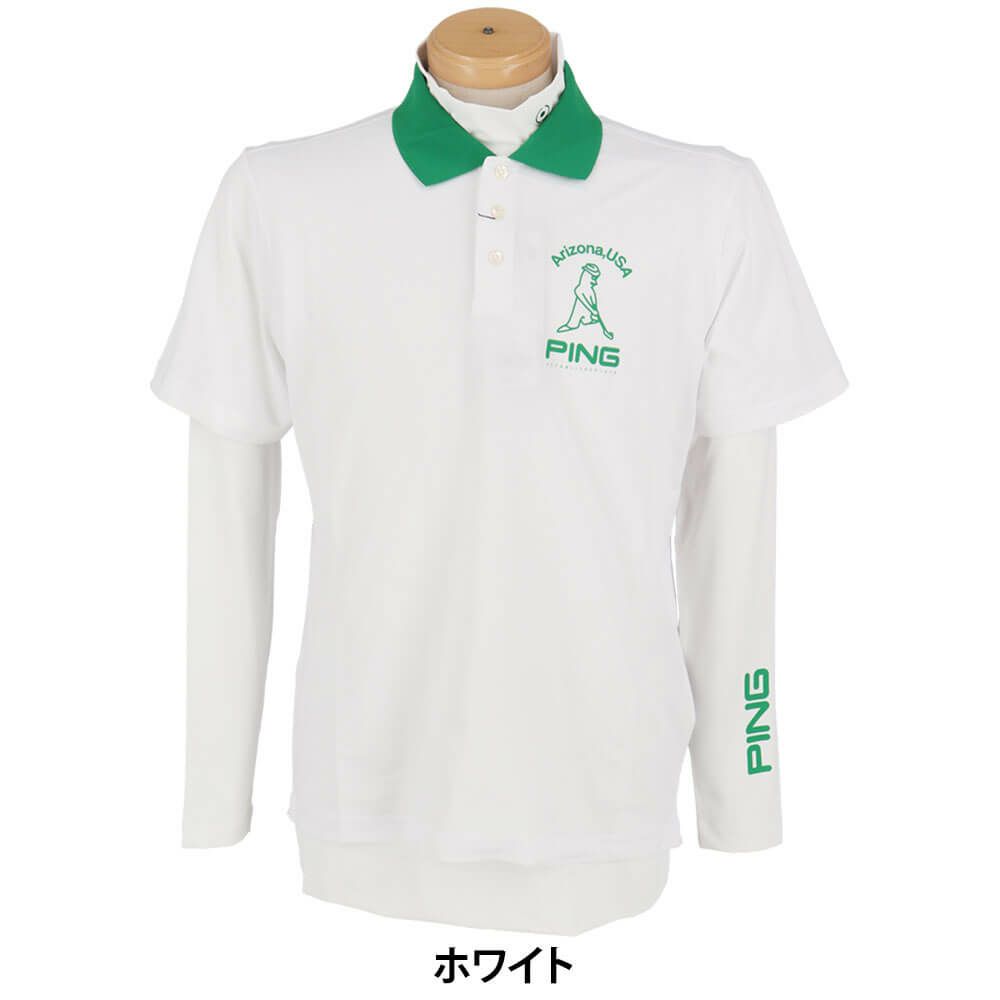 ピン PING　メンズ 半袖 ポロシャツ & 天竺長袖 ハイネックインナーシャツ レイヤード ツインセット 621-5160205　2025年モデル 詳細2