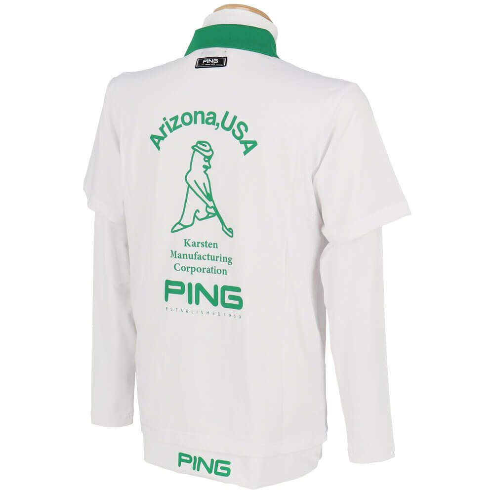 ピン PING　メンズ 半袖 ポロシャツ & 天竺長袖 ハイネックインナーシャツ レイヤード ツインセット 621-5160205　2025年モデル 詳細3