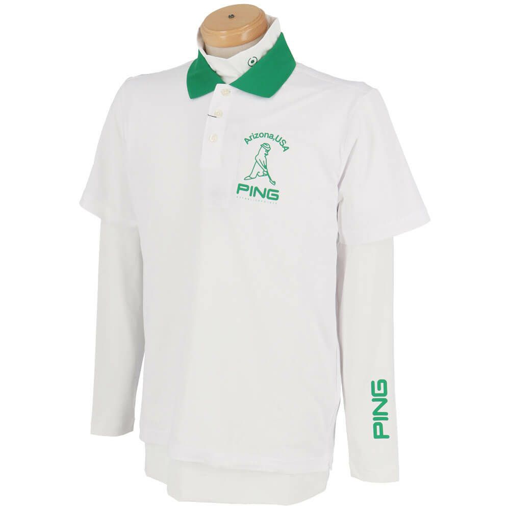 ピン PING　メンズ 半袖 ポロシャツ & 天竺長袖 ハイネックインナーシャツ レイヤード ツインセット 621-5160205　2025年モデル 詳細4