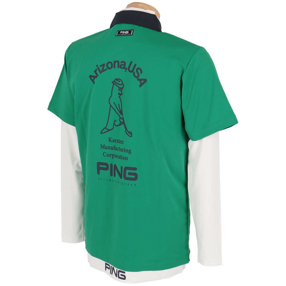 ピン PING　メンズ 半袖 ポロシャツ & 天竺長袖 ハイネックインナーシャツ レイヤード ツインセット 621-5160205　2025年モデル 詳細9