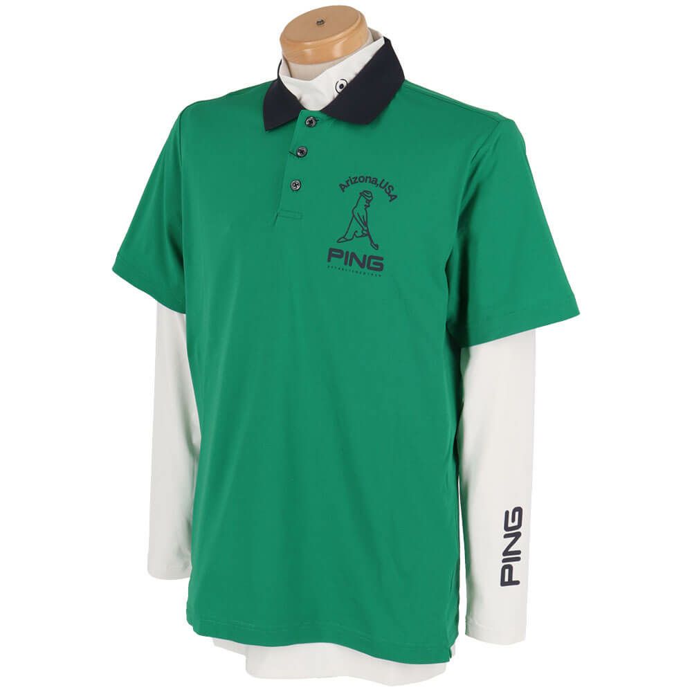 ピン PING　メンズ 半袖 ポロシャツ & 天竺長袖 ハイネックインナーシャツ レイヤード ツインセット 621-5160205　2025年モデル 詳細10