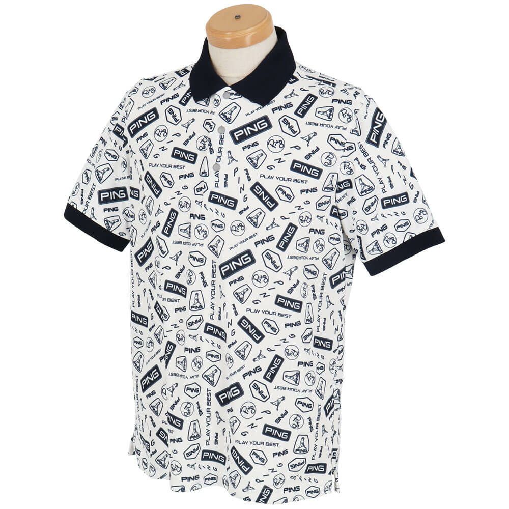 ピン PING　メンズ 総柄 プリント 半袖 ポロシャツ 621-5160221　2025年モデル 詳細4