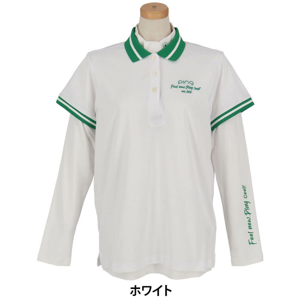ピン PING　レディース 半袖 ポロシャツ & 長袖 ハイネックインナーシャツ レイヤード ツインセット 622-5160202　2025年モデル 詳細2