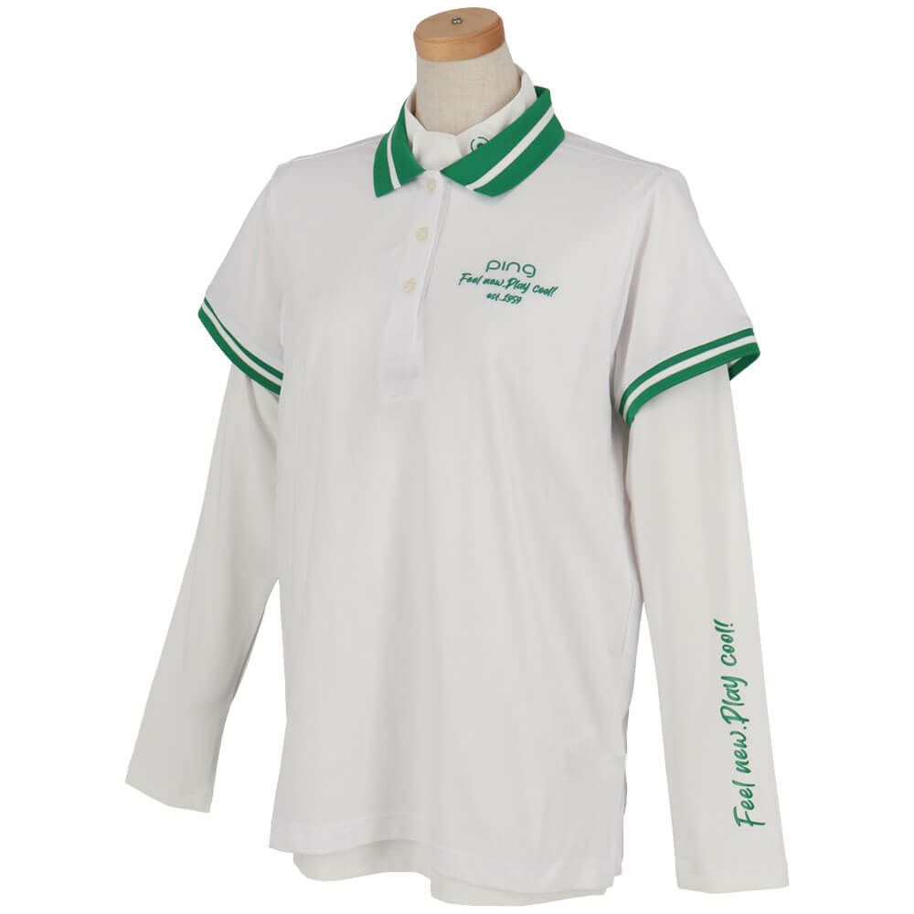 ピン PING　レディース 半袖 ポロシャツ & 長袖 ハイネックインナーシャツ レイヤード ツインセット 622-5160202　2025年モデル 詳細4