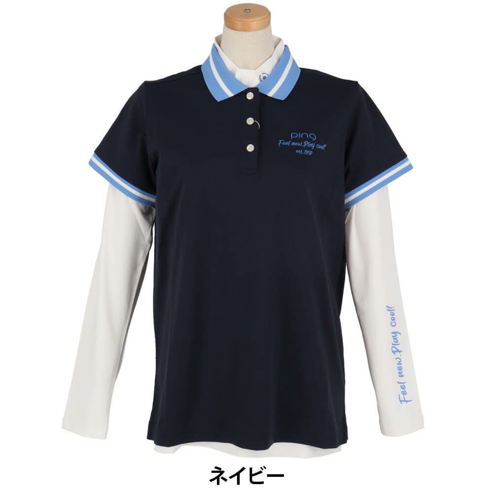 ピン PING　レディース 半袖 ポロシャツ & 長袖 ハイネックインナーシャツ レイヤード ツインセット 622-5160202　2025年モデル 詳細8