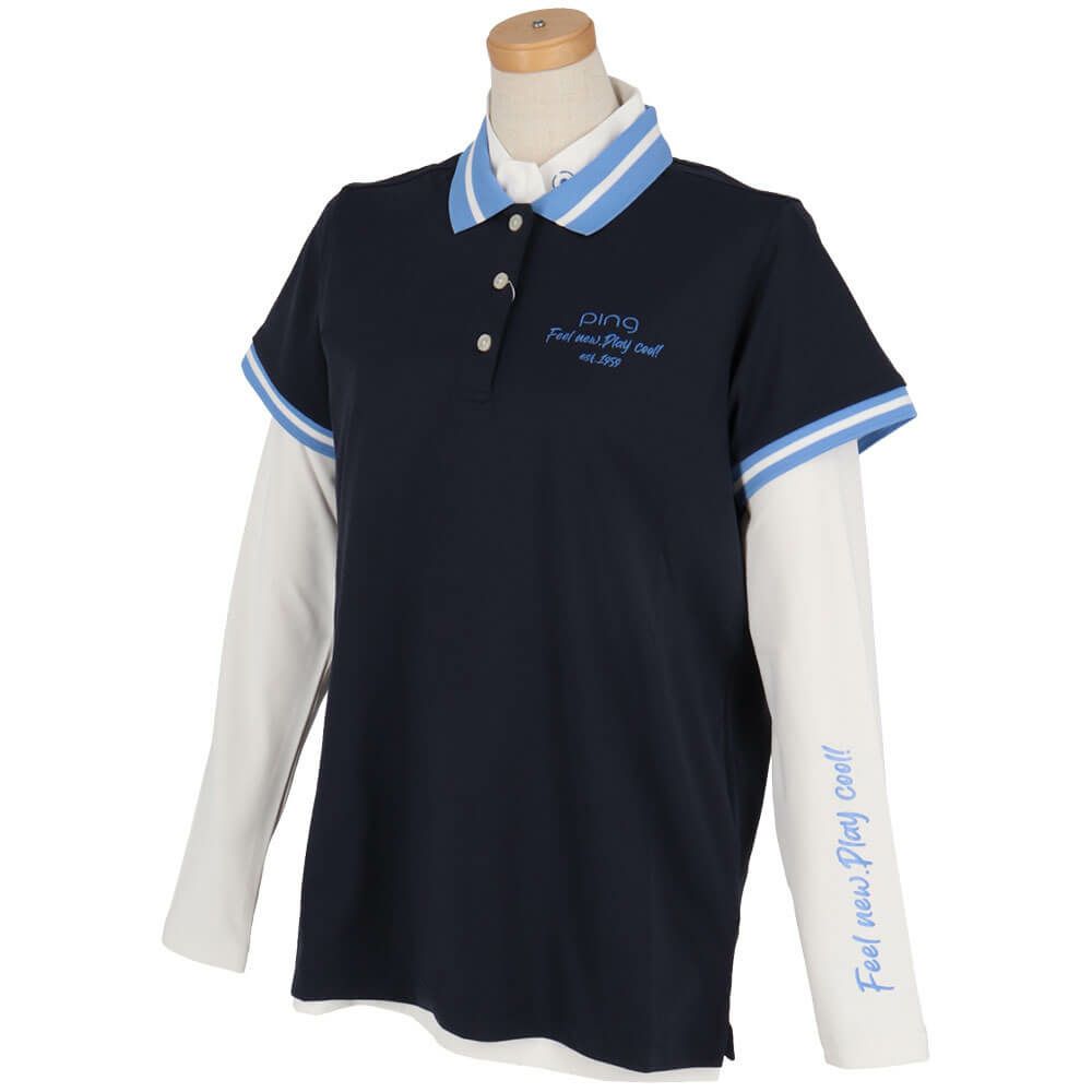 ピン PING　レディース 半袖 ポロシャツ & 長袖 ハイネックインナーシャツ レイヤード ツインセット 622-5160202　2025年モデル 詳細10