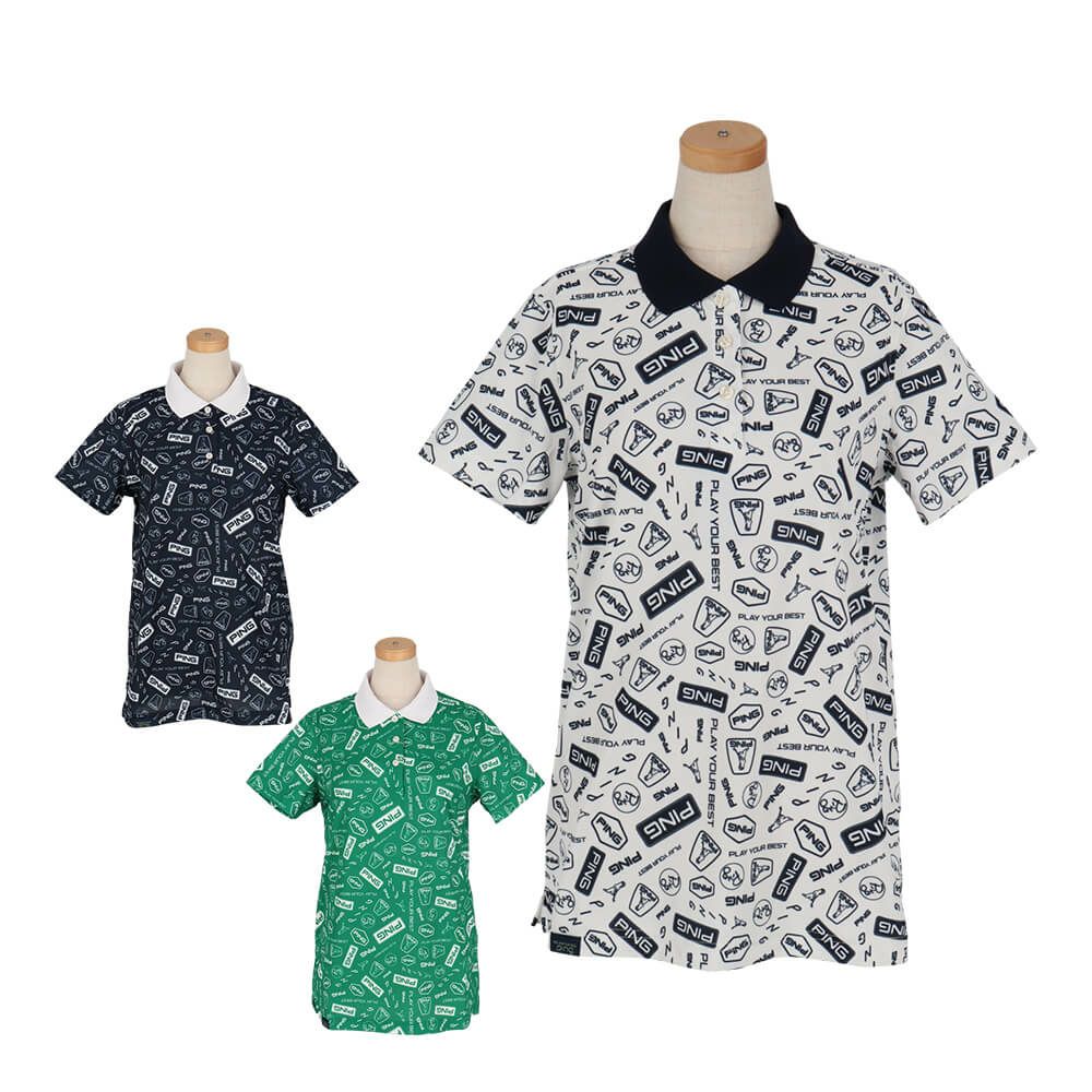 ピン PING　レディース 総柄 プリント 半袖 ポロシャツ 622-5160208　2025年モデル 詳細1