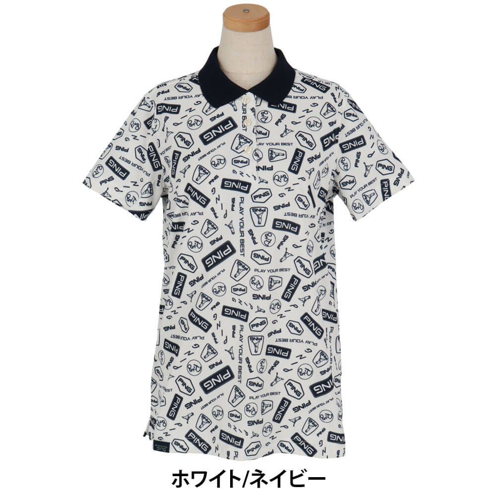 ピン PING　レディース 総柄 プリント 半袖 ポロシャツ 622-5160208　2025年モデル 詳細2