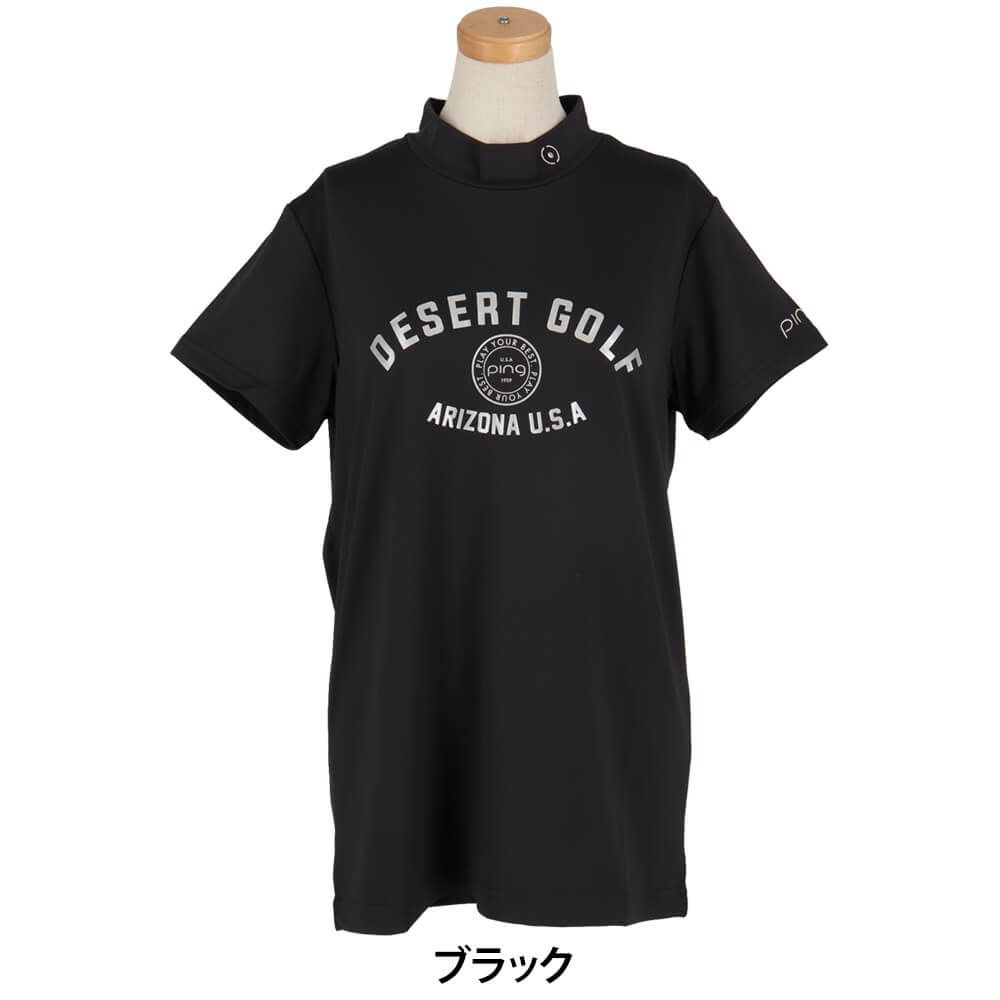 ピン PING　レディース メッシュ ボーダージャガード 半袖 ハイネック シャツ 622-5167100　2025年モデル 詳細2