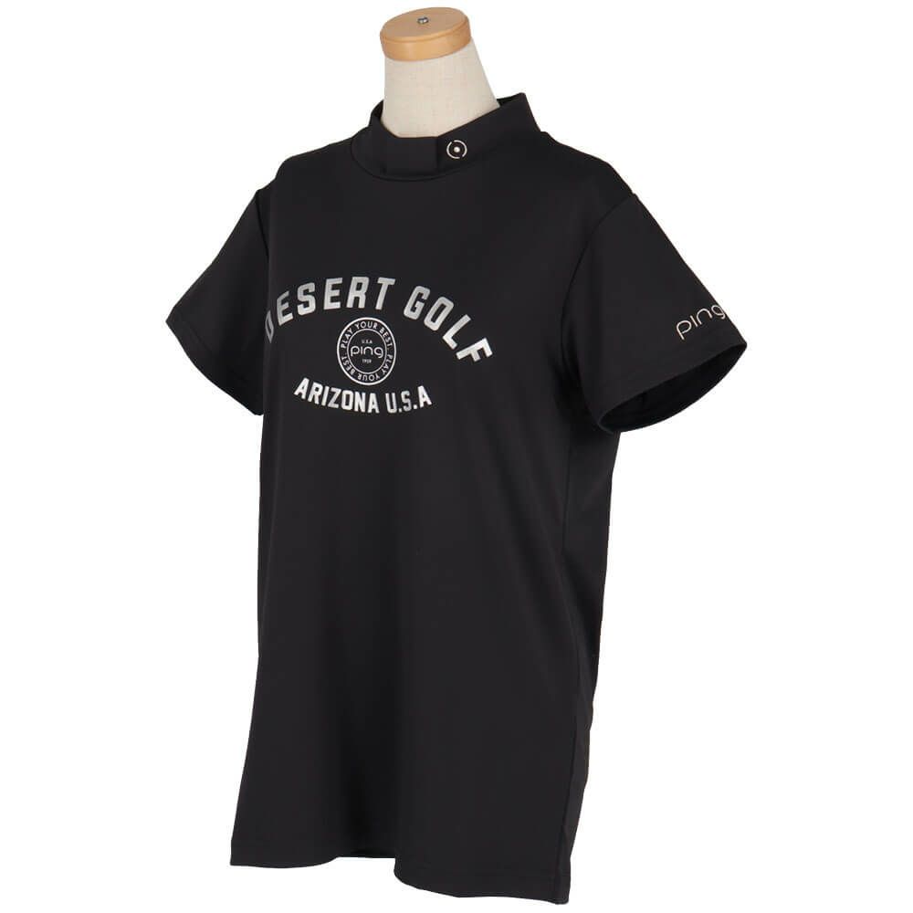 ピン PING　レディース メッシュ ボーダージャガード 半袖 ハイネック シャツ 622-5167100　2025年モデル 詳細4