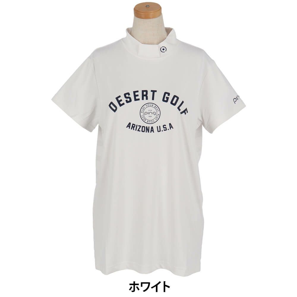 ピン PING　レディース メッシュ ボーダージャガード 半袖 ハイネック シャツ 622-5167100　2025年モデル 詳細5