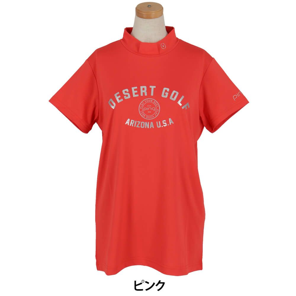 ピン PING　レディース メッシュ ボーダージャガード 半袖 ハイネック シャツ 622-5167100　2025年モデル 詳細8