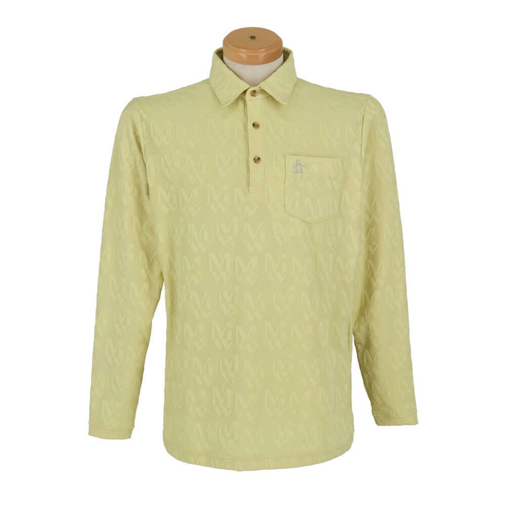 マンシングウェア Munsingwear　メンズ ストレッチ ジャカード モノグラム柄 テーラーカラー 長袖 ポロシャツ MGMXJB03　2024年モデル 詳細1