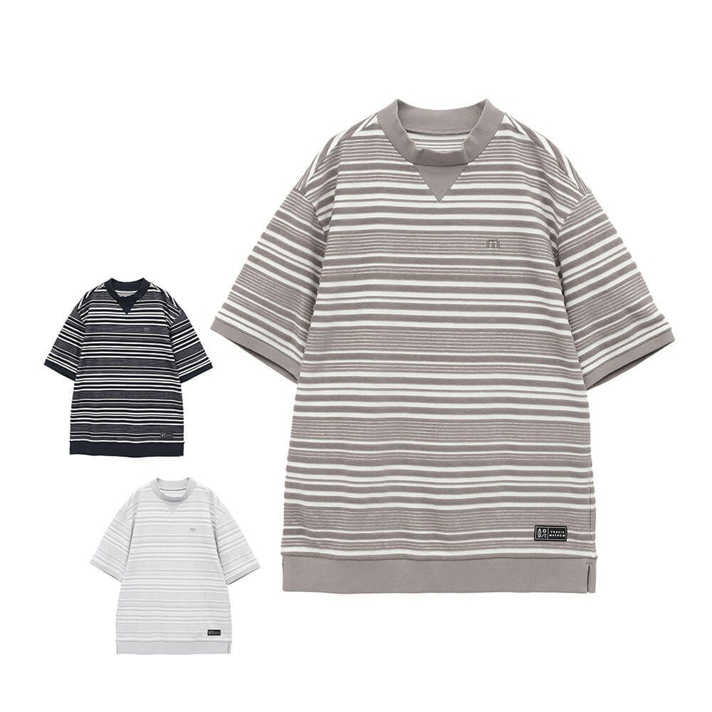 トラヴィスマシュー Travis Mathew　メンズ パイルボーダー 半袖 モックネックシャツ 7AL015　2025年モデル 詳細1