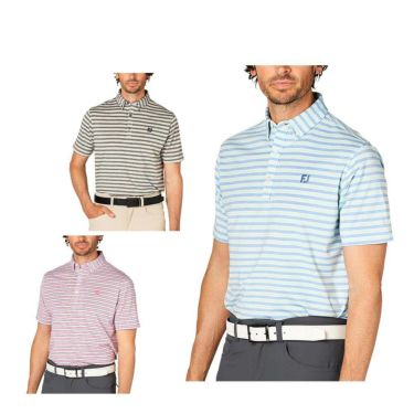 フットジョイ FootJoy　メンズ ヘザーストライプ 半袖 ボタンダウン ポロシャツ FJ-S25-S11　2025年モデル 詳細1