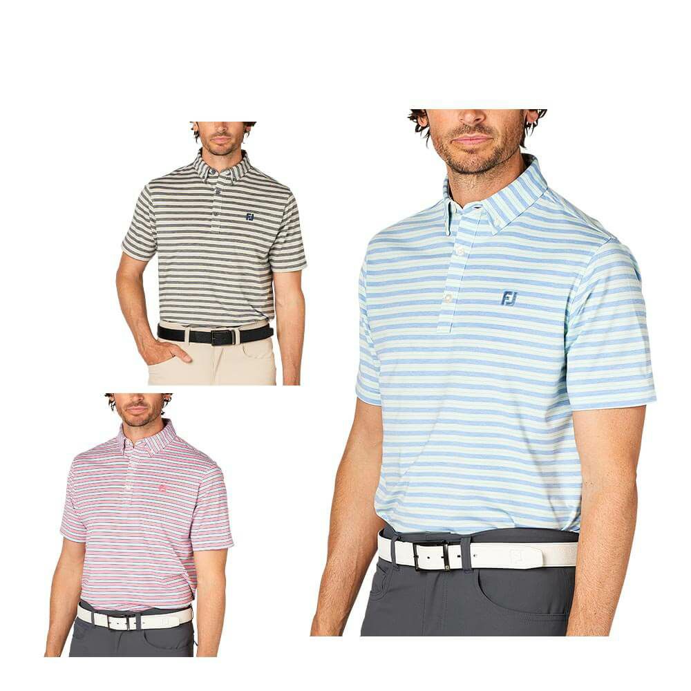 フットジョイ FootJoy　メンズ ヘザーストライプ 半袖 ボタンダウン ポロシャツ FJ-S25-S11　2025年モデル 詳細1